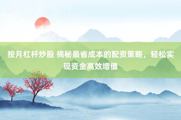 按月杠杆炒股 揭秘最省成本的配资策略，轻松实现资金高效增值