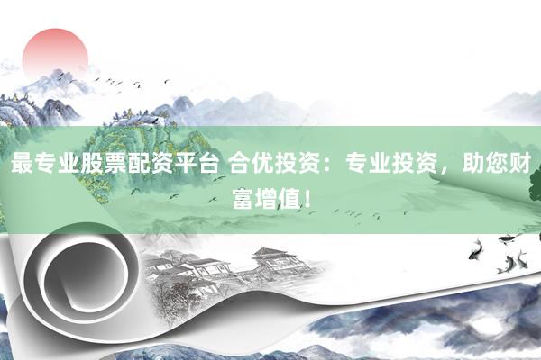 最专业股票配资平台 合优投资：专业投资，助您财富增值！