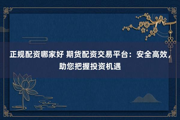 正规配资哪家好 期货配资交易平台：安全高效，助您把握投资机遇