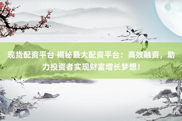 现货配资平台 揭秘最大配资平台：高效融资，助力投资者实现财富增长梦想！