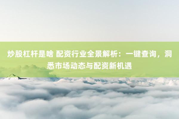 炒股杠杆是啥 配资行业全景解析：一键查询，洞悉市场动态与配资新机遇