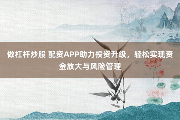做杠杆炒股 配资APP助力投资升级,轻松实现资金放大与风险管理