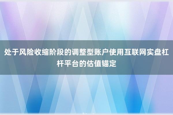 处于风险收缩阶段的调整型账户使用互联网实盘杠杆平台的估值锚定