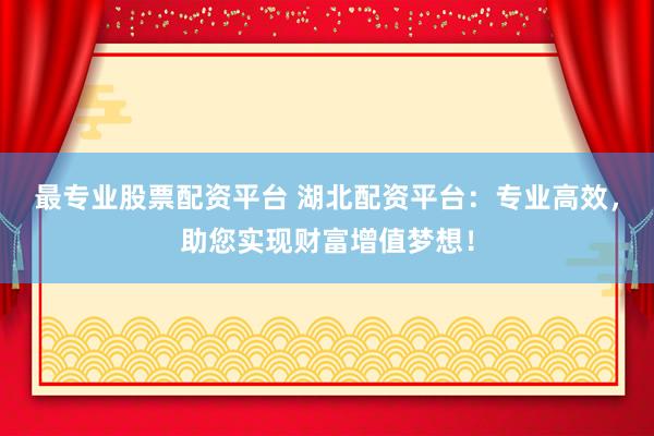 最专业股票配资平台 湖北配资平台:专业高效,助您实现财富增值梦想!