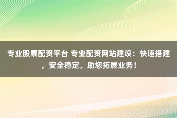 专业股票配资平台 专业配资网站建设：快速搭建，安全稳定，助您拓展业务！