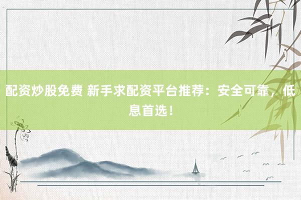 配资炒股免费 新手求配资平台推荐:安全可靠,低息首选!